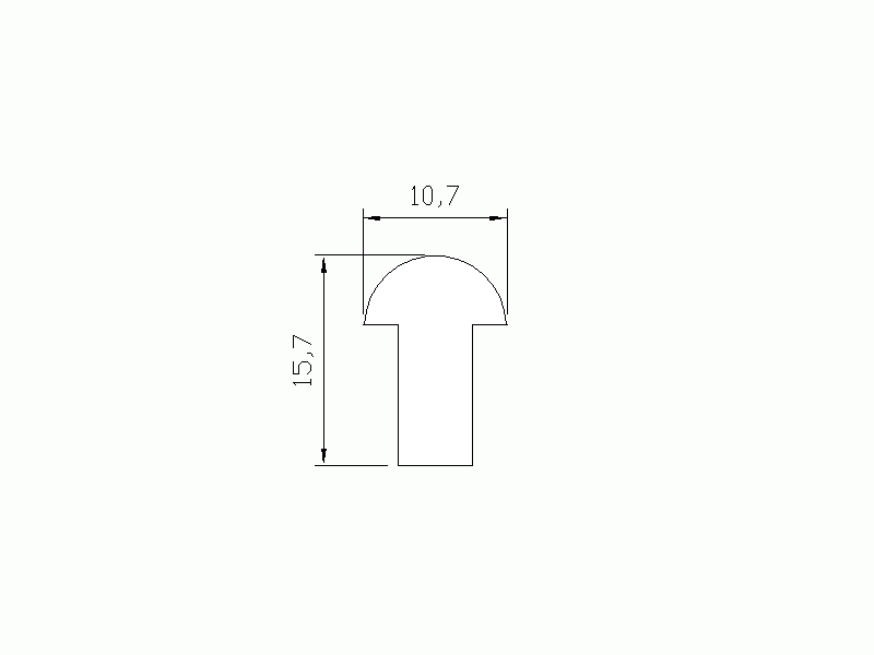 Perfil de Silicona P500-195 - formato tipo T - forma irregular