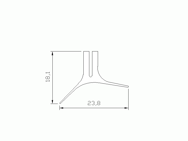 Perfil de Silicona P500 - formato tipo U - forma irregular