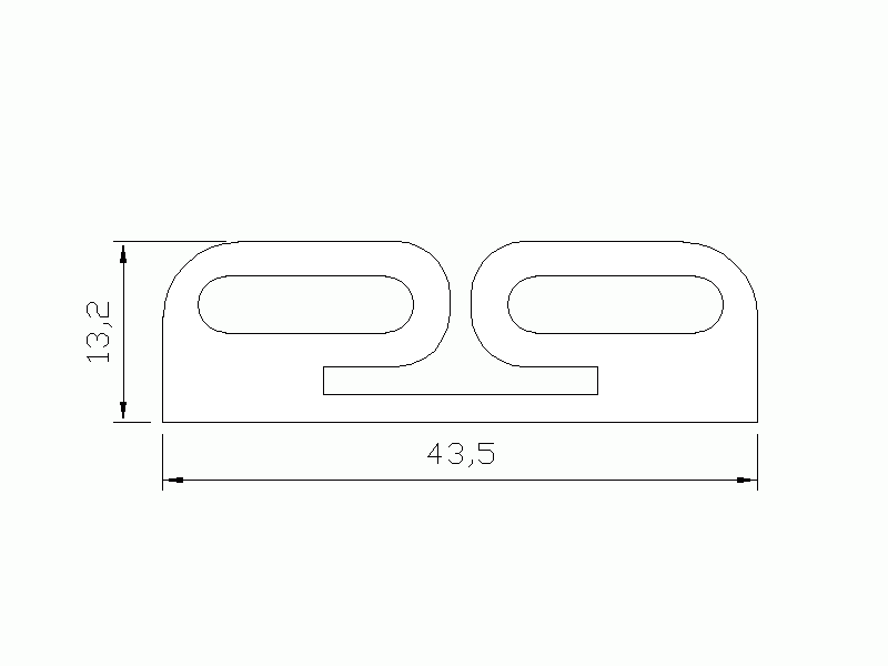 Perfil de Silicona P508 - formato tipo Forma anteojos - forma irregular