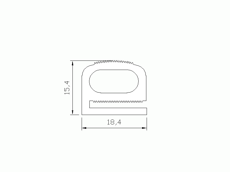 Perfil de Silicona P539C - formato tipo e - forma irregular