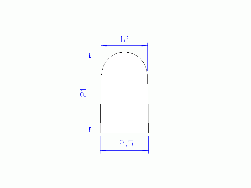 Perfil de Silicona P542 - formato tipo D - forma irregular