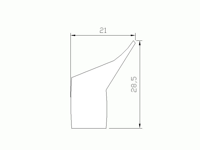 Perfil de Silicona P545A - formato tipo Labiado - forma irregular