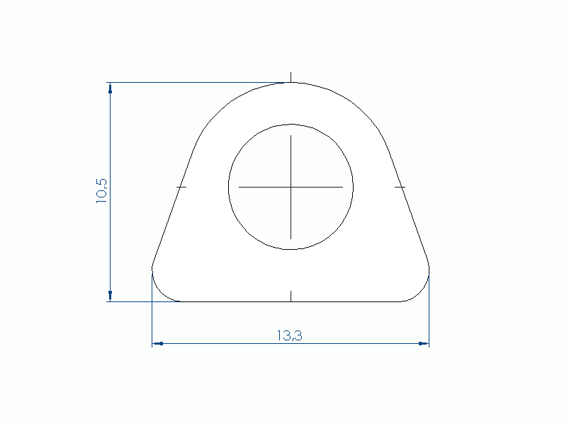 Perfil de Silicona P545AJ - formato tipo D - forma irregular