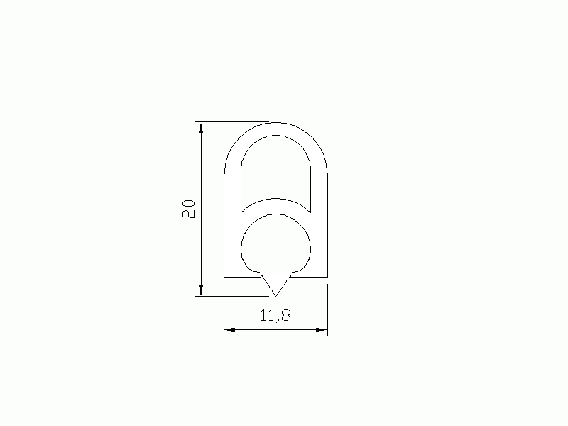 Perfil de Silicona P566N - formato tipo Doble Agujero - forma irregular