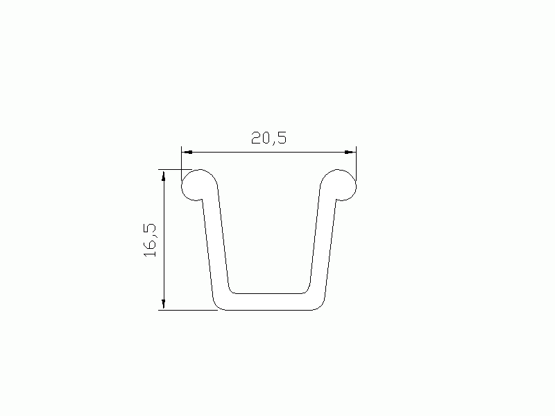 Perfil de Silicona P571A - formato tipo U - forma irregular