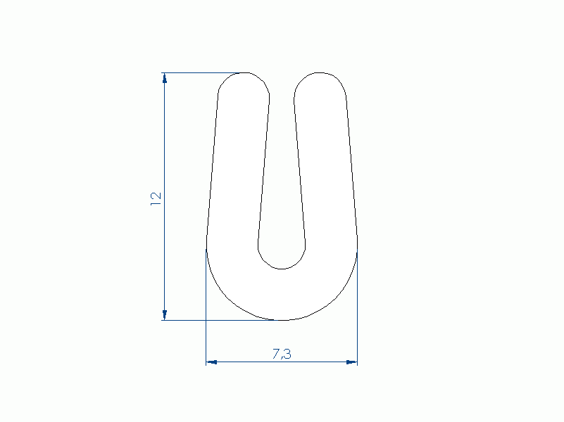 Perfil de Silicona P572A - formato tipo U - forma irregular