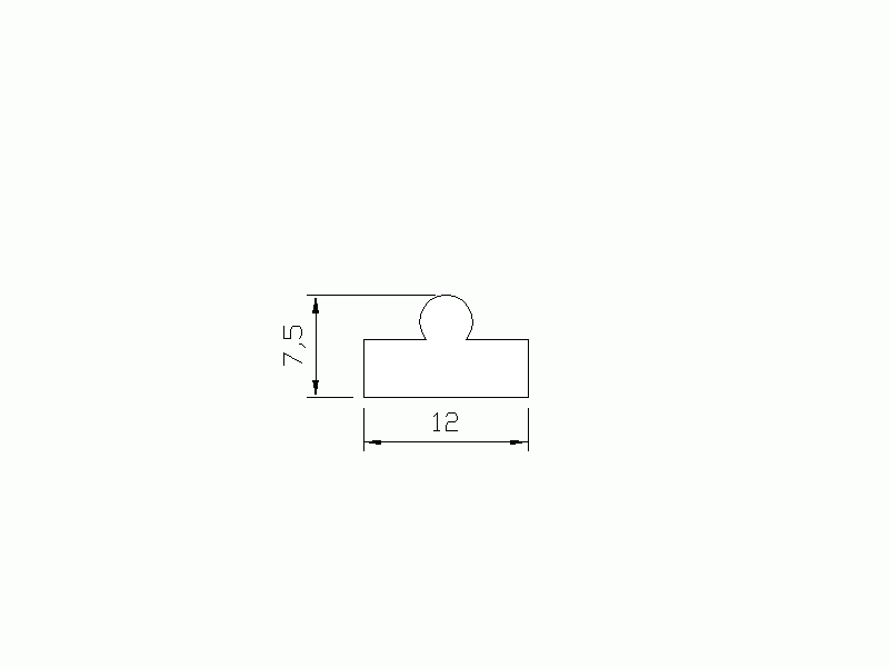 Perfil de Silicona P58A - formato tipo Perfil de Silicona plano con Burbuja - forma irregular