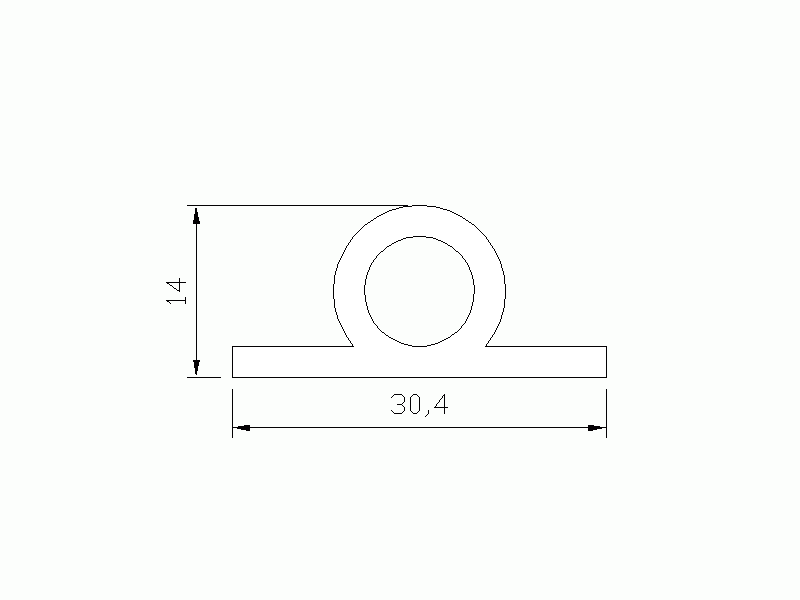 Perfil de Silicona P591A - formato tipo Perfil de Silicona plano con Burbuja - forma irregular