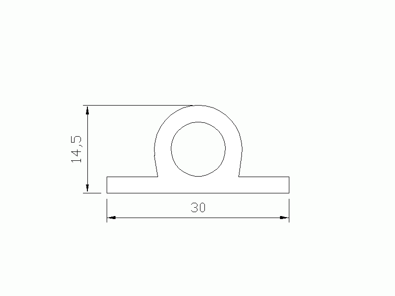 Perfil de Silicona P591B - formato tipo Perfil de Silicona plano con Burbuja - forma irregular