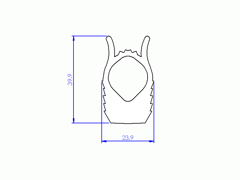 Perfil de Silicona P600A - formato tipo Cuernos - forma irregular