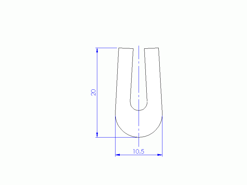 Perfil de Silicona P634A - formato tipo U - forma irregular