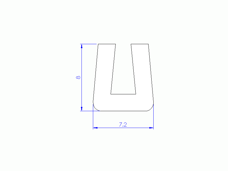 Perfil de Silicona P64G - formato tipo U - forma irregular