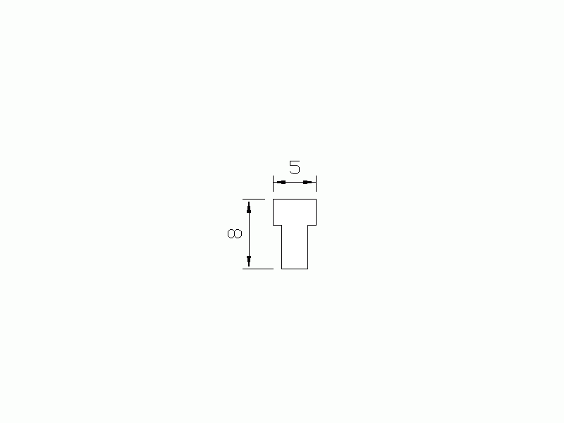 Perfil de Silicona P64H2 - formato tipo T - forma irregular