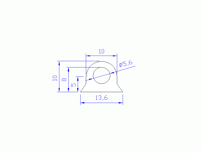 Perfil de Silicona P682C - formato tipo D Hueco - forma irregular