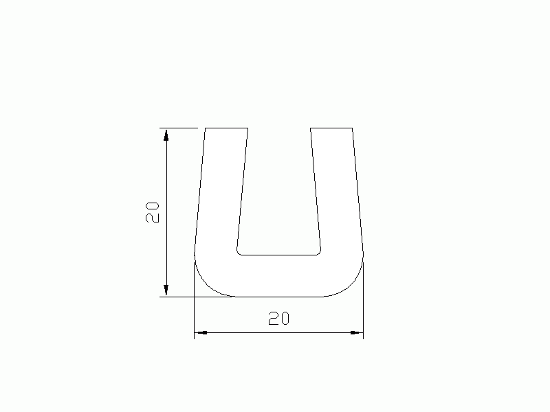 Perfil de Silicona P682F - formato tipo U - forma irregular