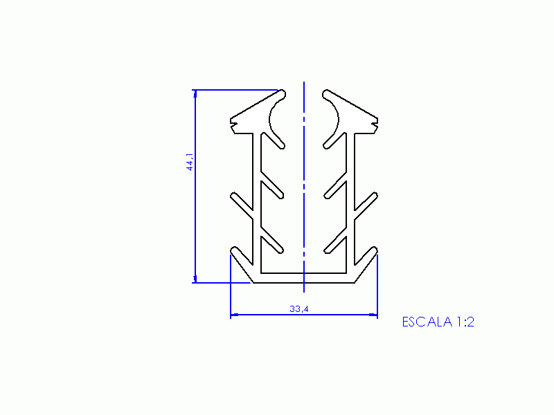 Perfil de Silicona P684D - formato tipo U - forma irregular