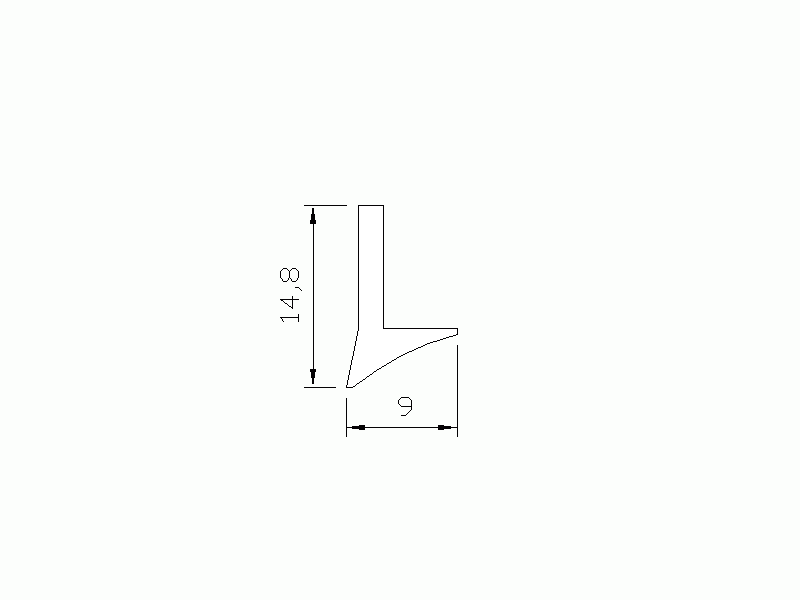 Perfil de Silicona P684Y - formato tipo L - forma irregular