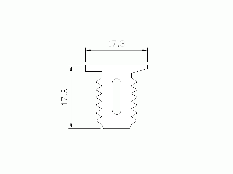 Perfil de Silicona P696C - formato tipo T - forma irregular