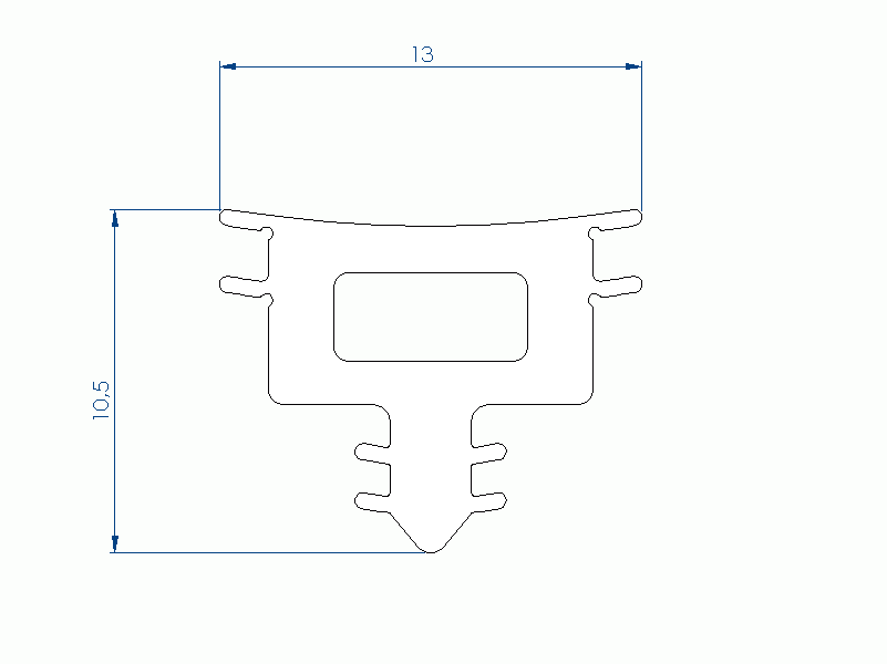 Perfil de Silicona P696DB - formato tipo Cuernos - forma irregular