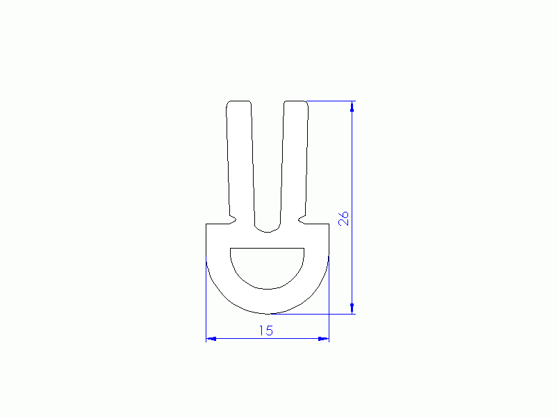 Perfil de Silicona P696T - formato tipo U - forma irregular