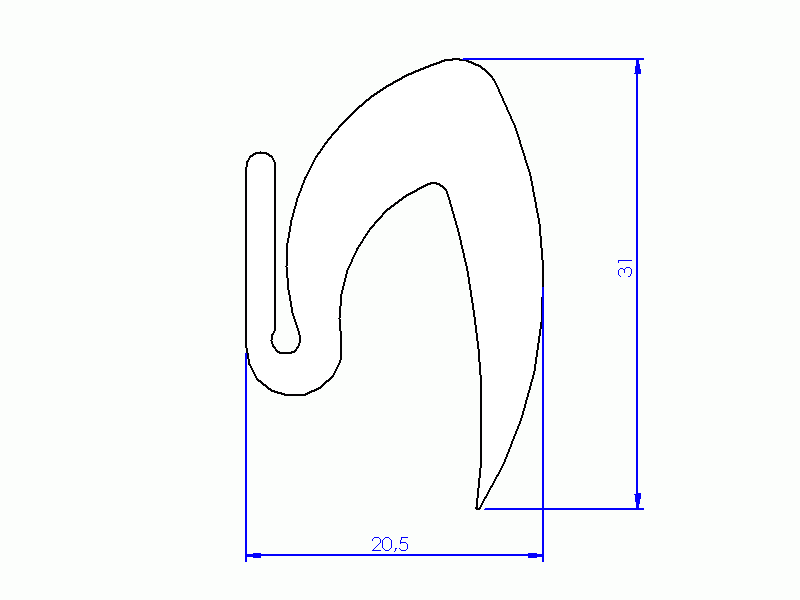 Perfil de Silicona P738I - formato tipo U - forma irregular