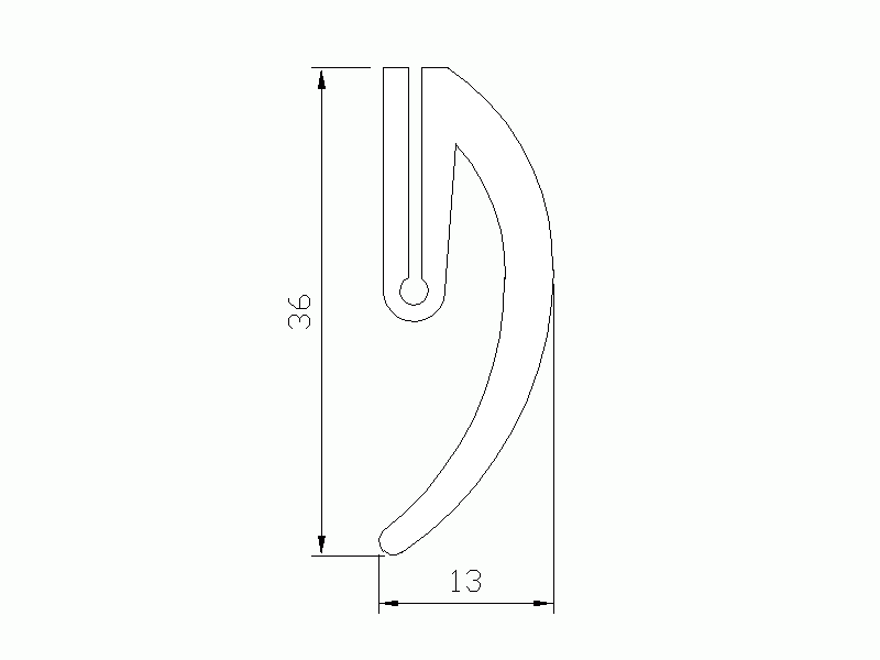 Perfil de Silicona P738L - formato tipo U - forma irregular