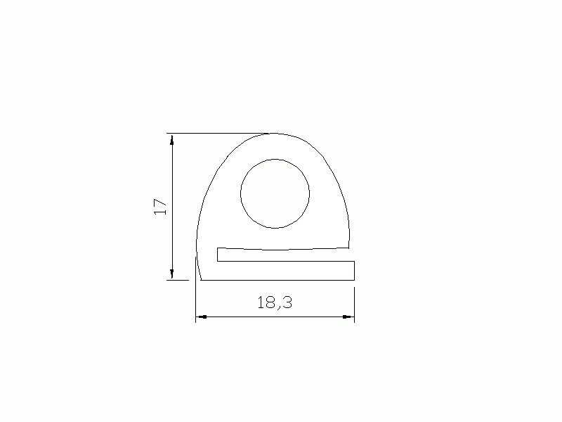 Perfil de Silicona P746D - formato tipo e - forma irregular
