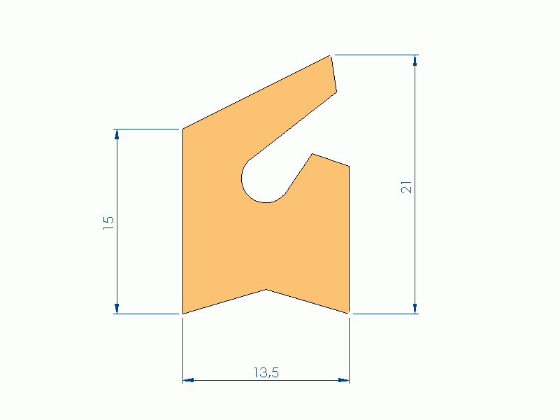 Perfil de Silicona P752222D - formato tipo Labiado - forma irregular