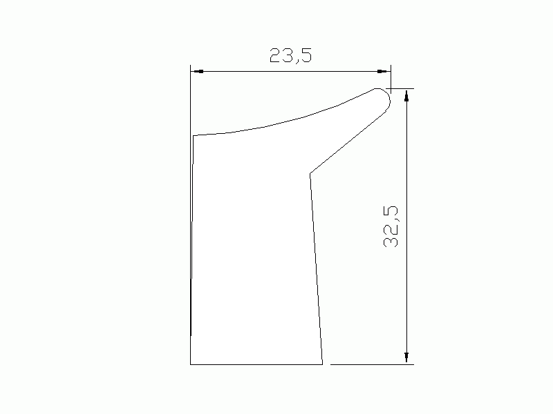 Perfil de Silicona P756B - formato tipo Labiado - forma irregular