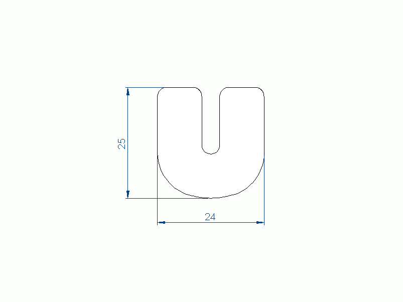 Perfil de Silicona P80014H - formato tipo U - forma irregular