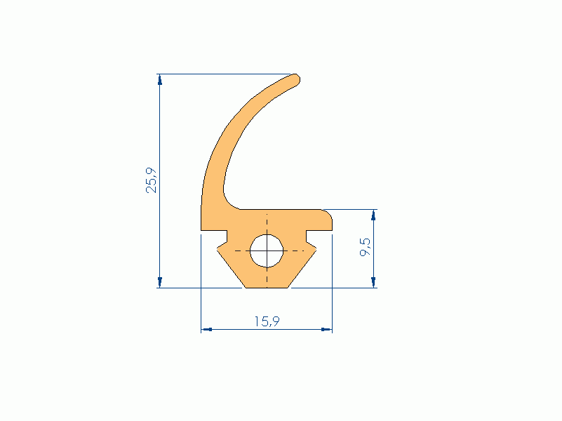 Perfil de Silicona P80028F - formato tipo Labiado - forma irregular