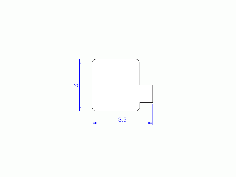 Perfil de Silicona P822AV - formato tipo T - forma irregular