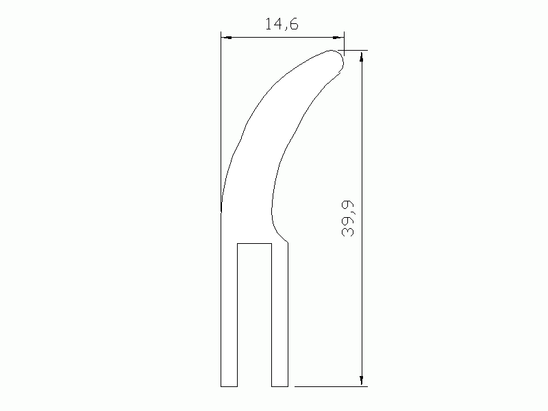 Perfil de Silicona P822B - formato tipo h - forma irregular