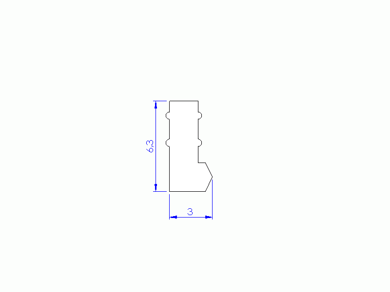 Perfil de Silicona P822BF - formato tipo L - forma irregular