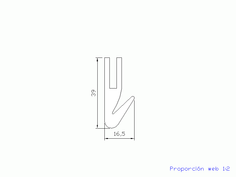 Perfil de Silicona P822C - formato tipo U - forma irregular