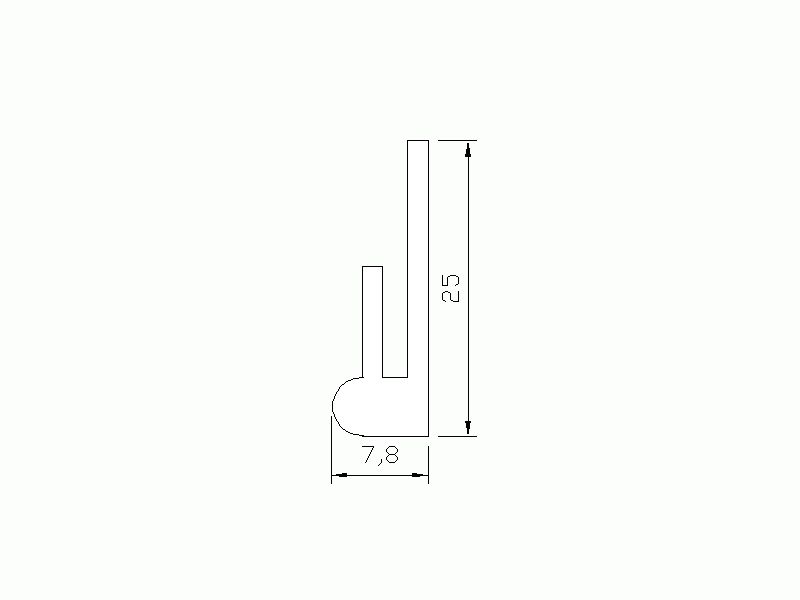 Perfil de Silicona P822M - formato tipo U - forma irregular