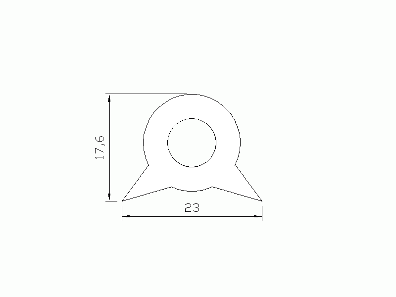 Perfil de Silicona P837Z - formato tipo Perfil de Silicona plano con Burbuja - forma irregular