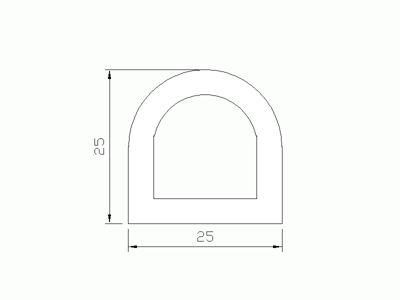 Perfil de Silicona P839A - formato tipo D - forma irregular