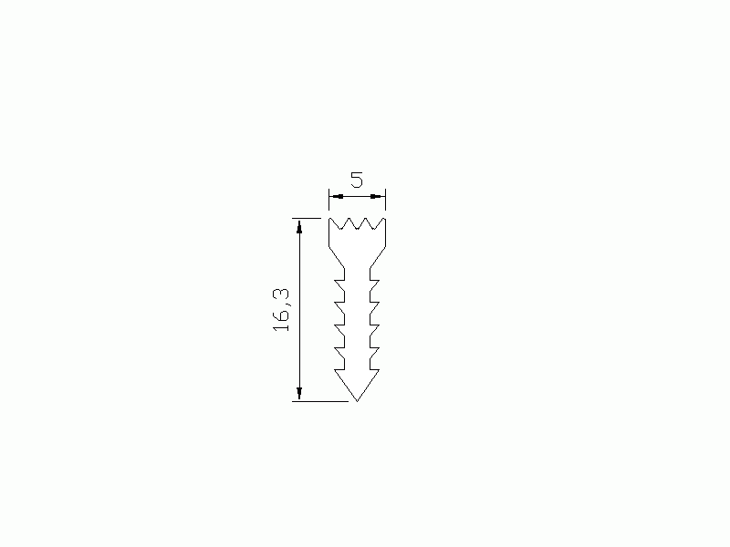 Perfil de Silicona P872G - formato tipo T - forma irregular