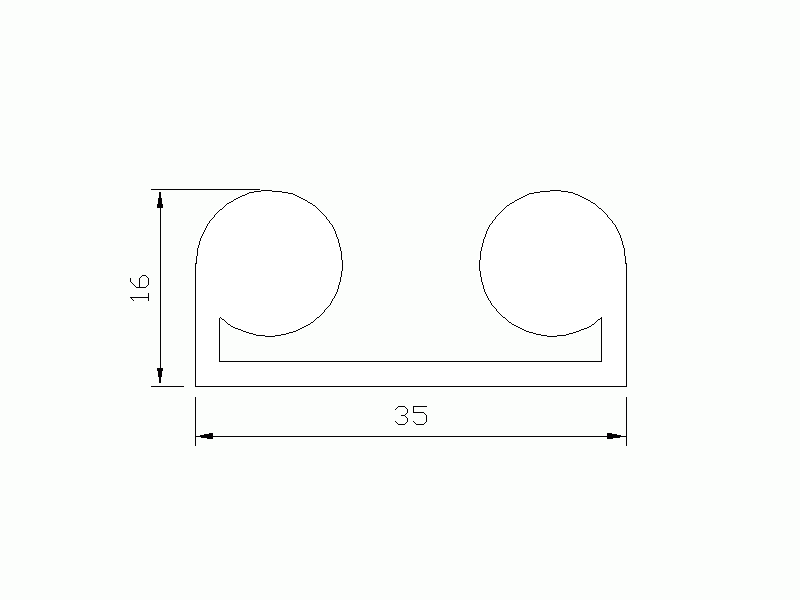 Perfil de Silicona P872Q - formato tipo Forma anteojos - forma irregular