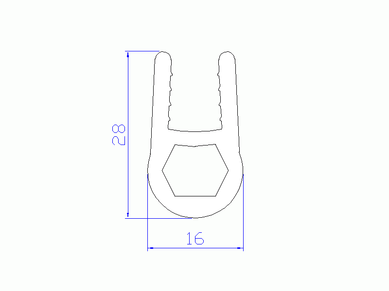 Perfil de Silicona P886C - formato tipo U - forma irregular