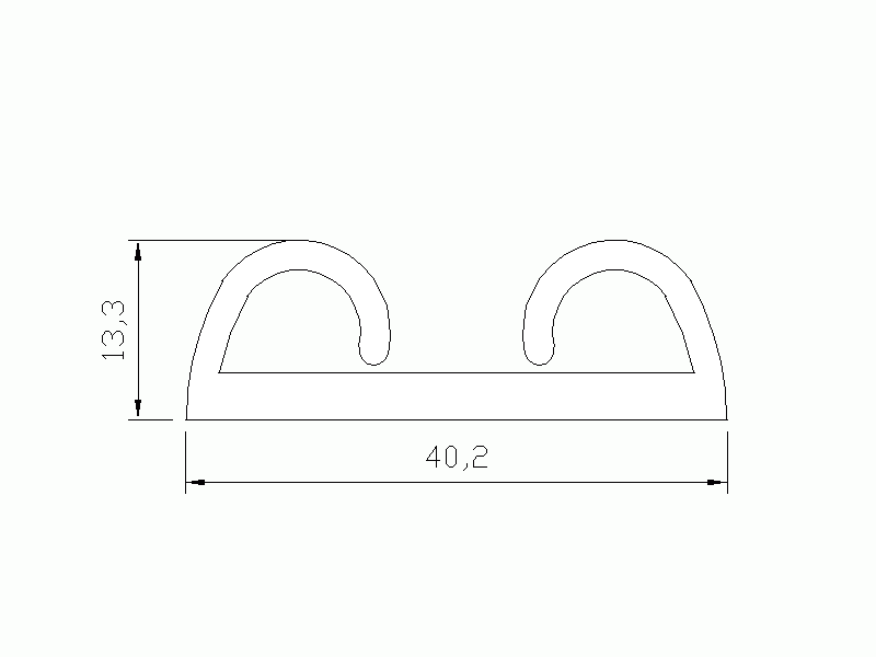 Perfil de Silicona P90155B - formato tipo Forma anteojos - forma irregular