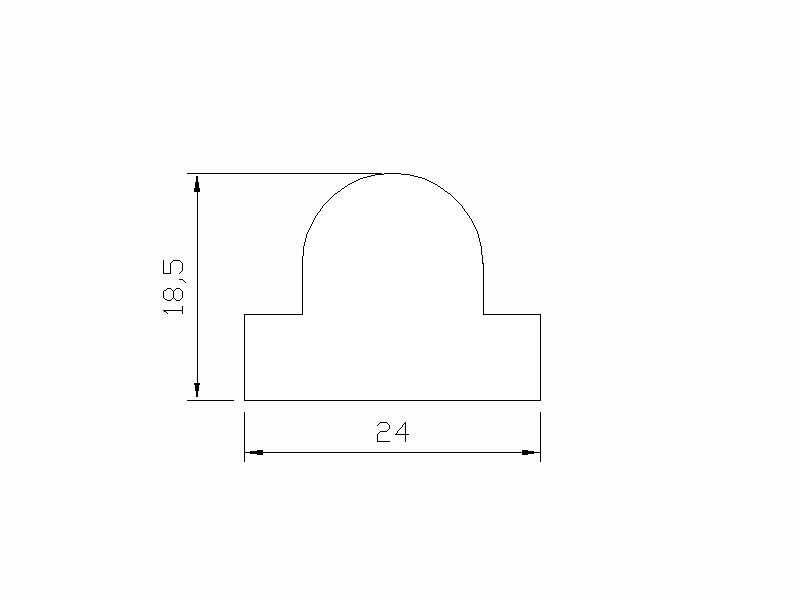 Perfil de Silicona P915 - formato tipo Perfil de Silicona plano con Burbuja - forma irregular