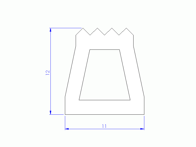 Perfil de Silicona P91565I - formato tipo Trapecio - forma irregular