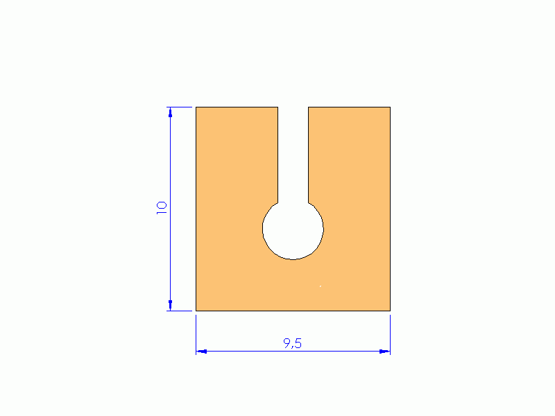 Perfil de Silicona P91565L - formato tipo U - forma irregular