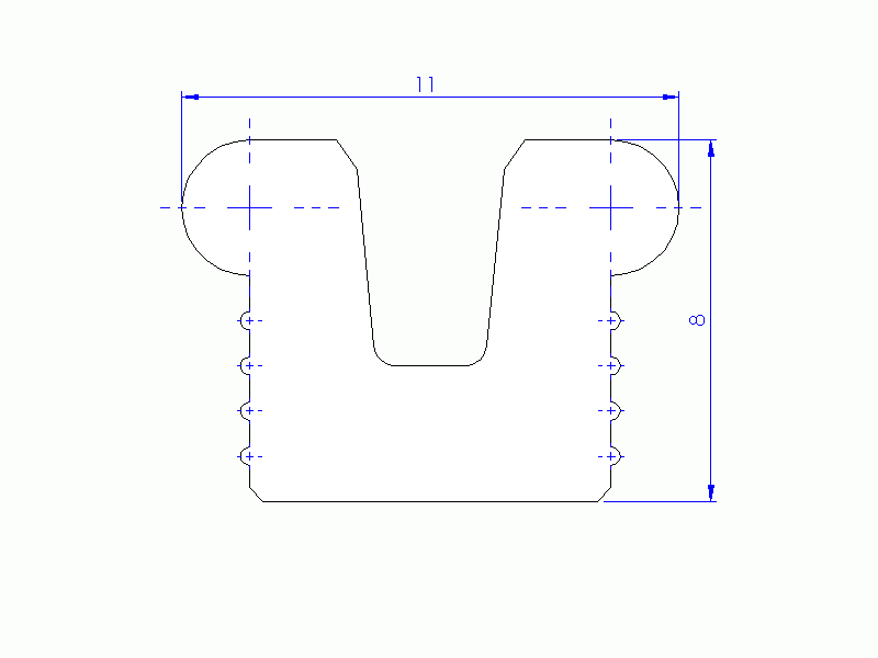 Perfil de Silicona P91565R - formato tipo U - forma irregular