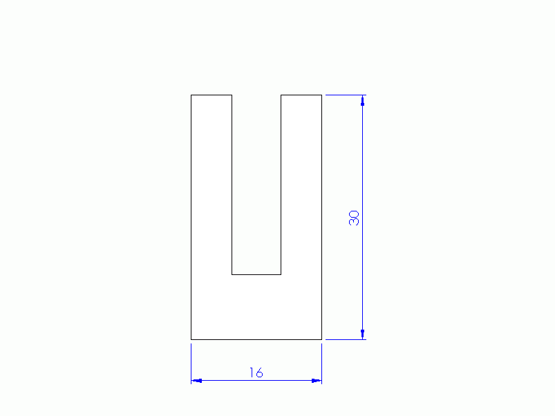 Perfil de Silicona P91565V - formato tipo U - forma irregular