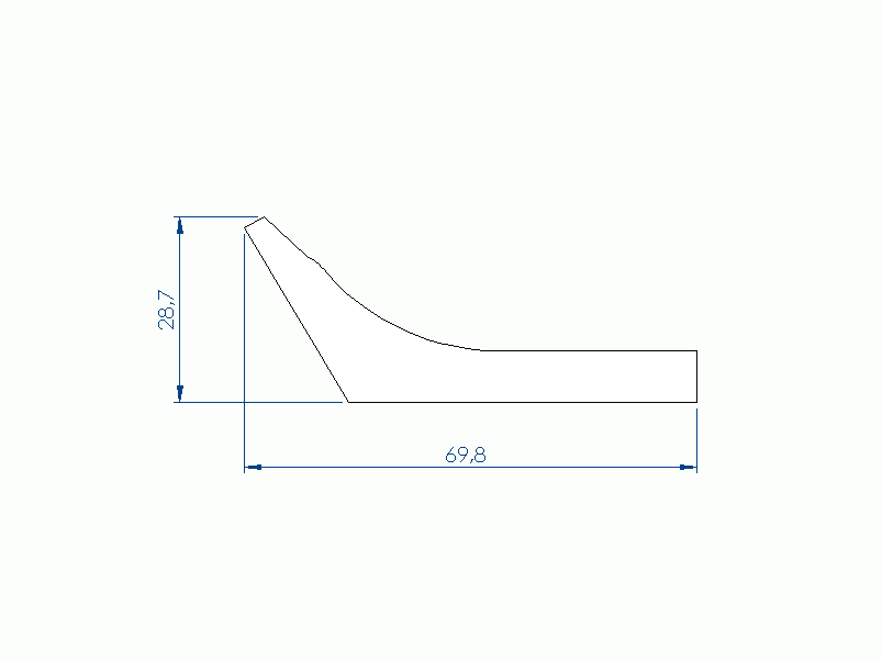 Perfil de Silicona P91565VY - formato tipo Labiado - forma irregular