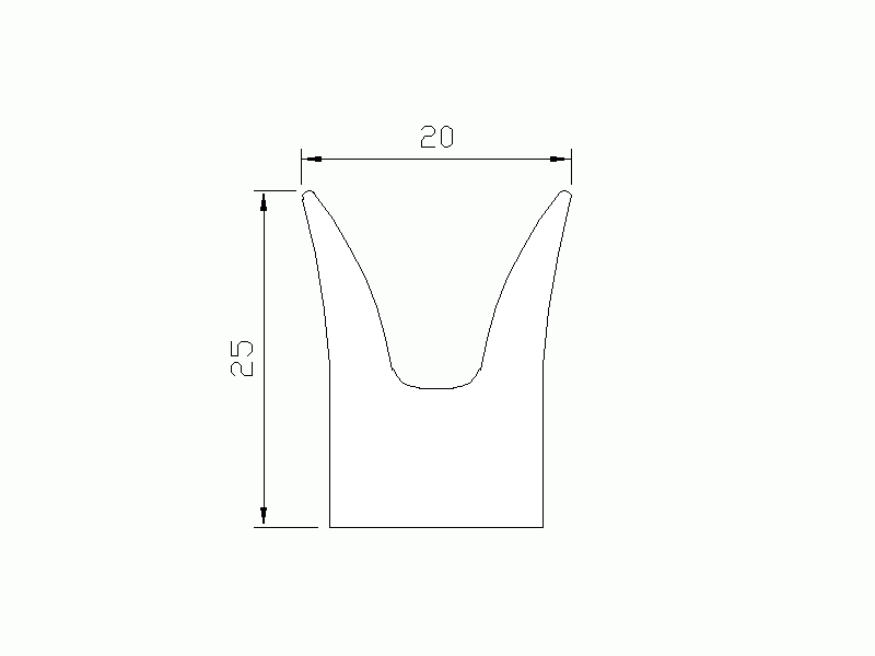 Perfil de Silicona P915A - formato tipo Cuernos - forma irregular