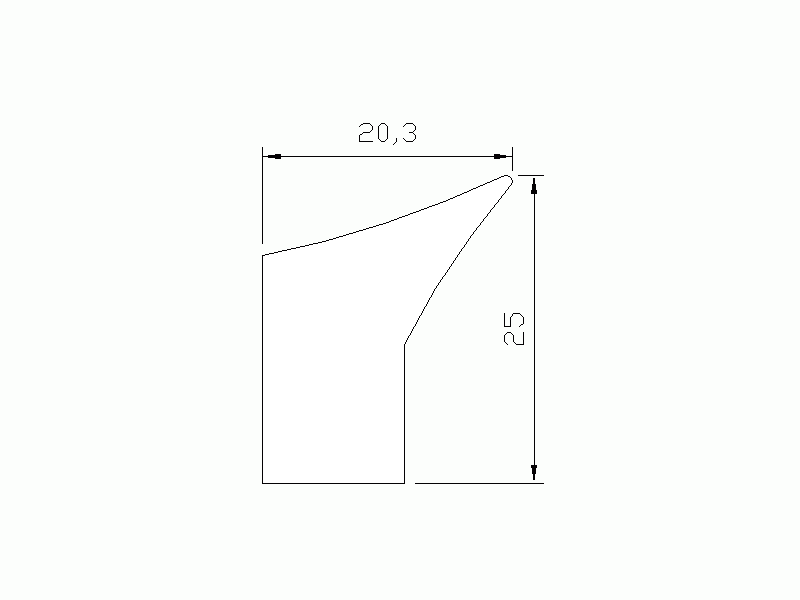 Perfil de Silicona P915B - formato tipo Labiado - forma irregular